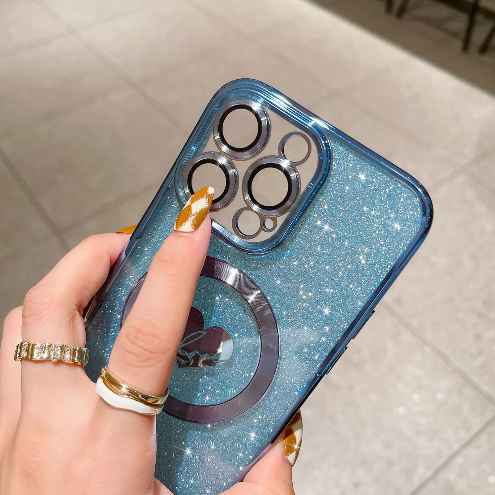 ❣️iPhone15マグネットケース 豪華メッキ ハート型ケース ブルー Amazon.co.jp: HYUEKOKO iPhone 15 Pro Max 6.7インチ対応